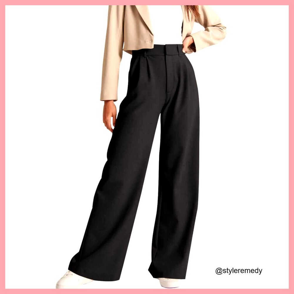 High Waisted Work Pants Business Casual Office Dress Trousers with Pockets - Picture 1 of 7
